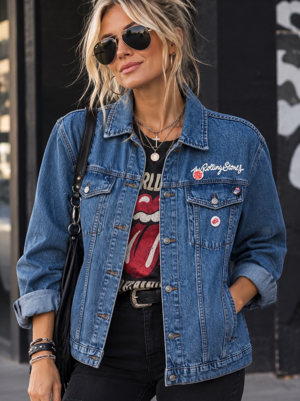 Unisex The Rolling Stones Jean Jacket Size L